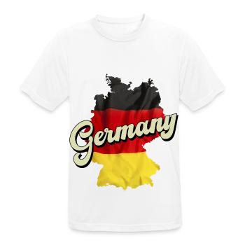 Germany Country Umgrisse Geography Map - Men's Breathable T-Shirt - white - Front - AI Model Male 185 dark (185cm)