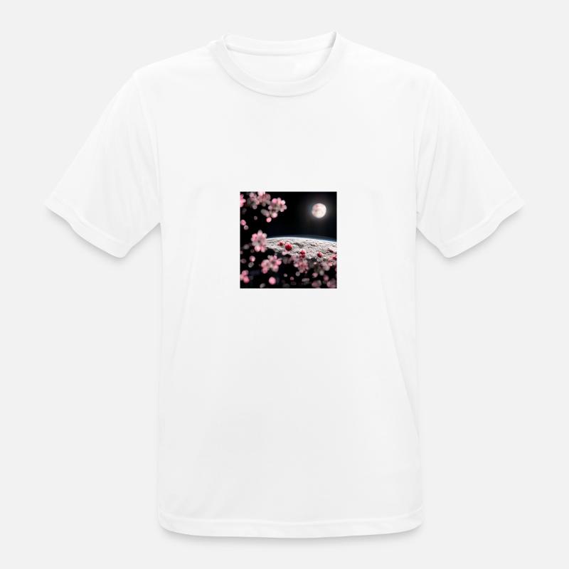 Cherry Tree on the Moon - Männer T-Shirt atmungsaktiv - Weiß