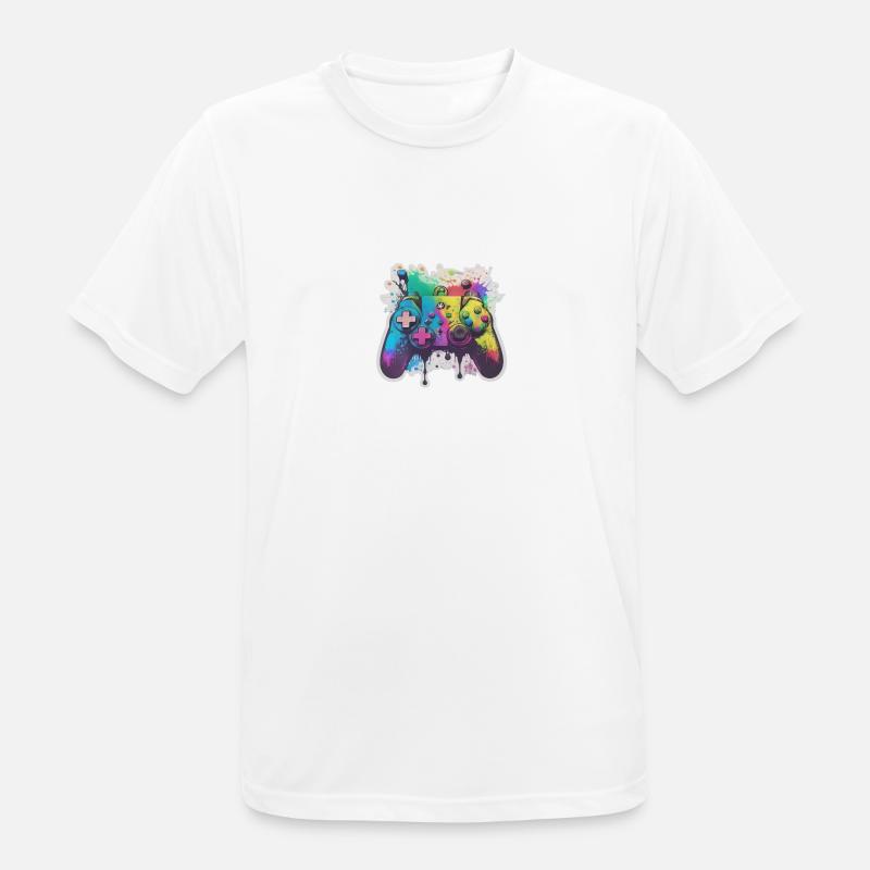 Gaming Controller Rainbow Splash - Men's Breathable T-Shirt - white