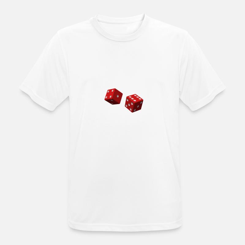 røde terninger - Herre T-shirt svedtransporterende - hvid