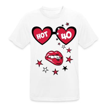 Kussmund HOT 40. Geburtstag Sexy Sonnenbrille - Männer T-Shirt atmungsaktiv - Weiß - Vorne - AI Model Male 185 dark (185cm)