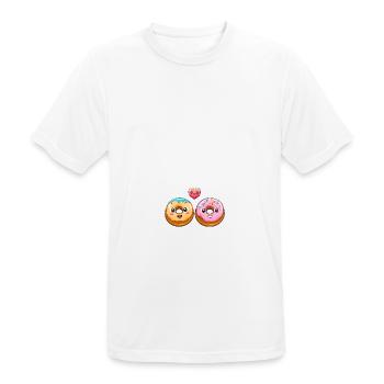 Beignets Couple Amour Coeur Bande Dessinée - T-shirt respirant Homme - blanc - Devant - AI Model Male 185 dark (185cm)
