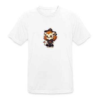 Lion d’Halloween mignon avec chapeau de sorcière. - T-shirt respirant Homme - blanc - Devant - AI Model Male 185 dark (185cm)