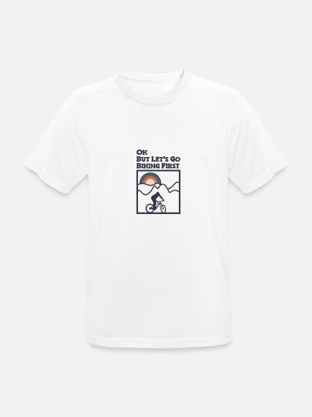 OK, but lets got biking first - Männer T-Shirt atmungsaktiv - Weiß