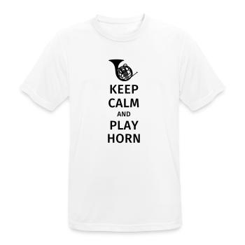 keep calm and play horn - T-shirt respirant Homme - blanc - Devant - AI Model Male 185 dark (185cm)