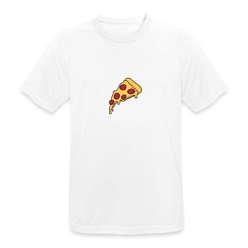 piece salami pizza delicious food hunger comic car - Men's Breathable T-Shirt - white - Front - AI Model Male 185 dark (185cm)