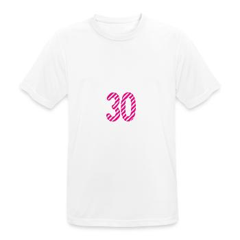 30. 30 YEARS. 30th ANNIVERSARY. 30TH ANNIVERSARY. - Men's Breathable T-Shirt - white - Front - AI Model Male 185 dark (185cm)