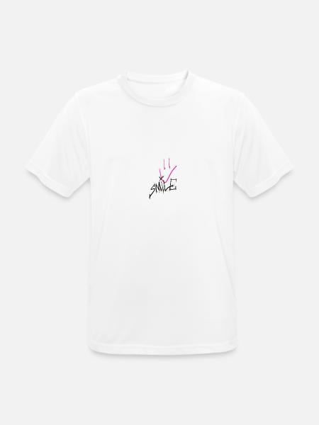 Smile black pink 001 - Männer T-Shirt atmungsaktiv - Weiß