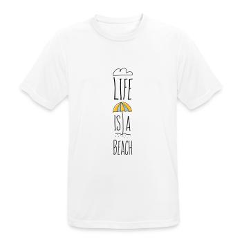 Life is a Beach Schriftzug Sommer Summer Schrift - Männer T-Shirt atmungsaktiv - Weiß - Vorne - AI Model Male 185 dark (185cm)