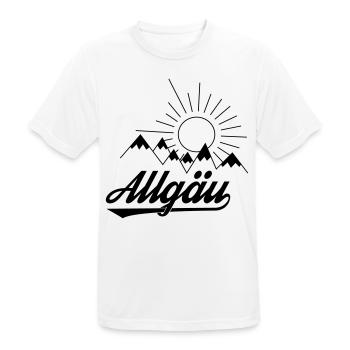 Allgäu Schriftzug mit Bergen und Sonne - Geschenk - Männer T-Shirt atmungsaktiv - Weiß - Vorne - AI Model Male 185 dark (185cm)