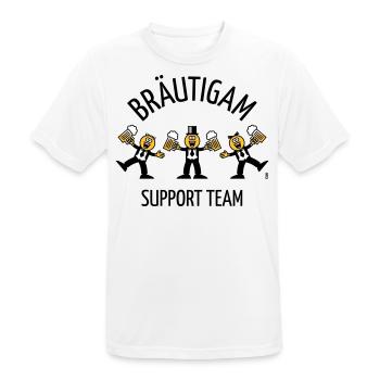 Bräutigam Support Team (JGA, Karikatur, Tanz, B) - Männer T-Shirt atmungsaktiv - Weiß - Vorne - AI Model Male 185 dark (185cm)