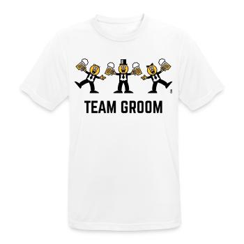 Team-Bräutigam (Junggesellenabschied, Karikatur, Tanz, 3C, B) - Männer T-Shirt atmungsaktiv - Weiß - Vorne - AI Model Male 185 dark (185cm)
