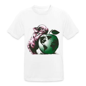 Vegan-Schweinchen - Männer T-Shirt atmungsaktiv - Weiß - Vorne - AI Model Male 185 dark (185cm)