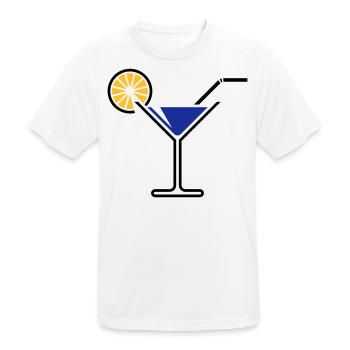Cocktail Glass / Martini Glass + (Blue) - Men's Breathable T-Shirt - white - Front - AI Model Male 185 dark (185cm)