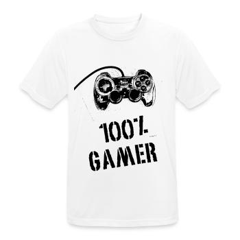 100% Gamer - Männer T-Shirt atmungsaktiv - Weiß - Vorne - AI Model Male 185 dark (185cm)