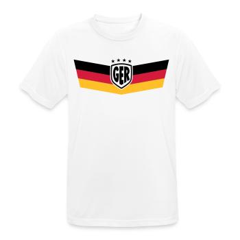 GERMANY DEUTSCHLAND BRUST STREIFEN 4 STERNE - Männer T-Shirt atmungsaktiv - Weiß - Vorne - AI Model Male 185 dark (185cm)