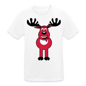Deer Rudolph 3c Funny cartoon character - Men's Breathable T-Shirt - white - Front - AI Model Male 185 dark (185cm)