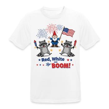 Raton laveur 4 juillet Feu d’artifice - T-shirt respirant Homme - blanc - Devant - AI Model Male 185 dark (185cm)