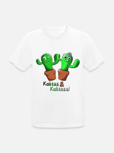 Kaktus & Kaktussi - Männer T-Shirt atmungsaktiv - Weiß