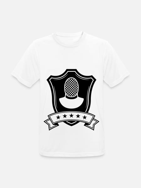 Fechten Maske Wappen - Männer T-Shirt atmungsaktiv - Weiß