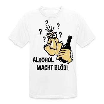 Alkohol Macht Blöd! (Karikatur / 3C) - Männer T-Shirt atmungsaktiv - Weiß - Vorne - AI Model Male 185 dark (185cm)