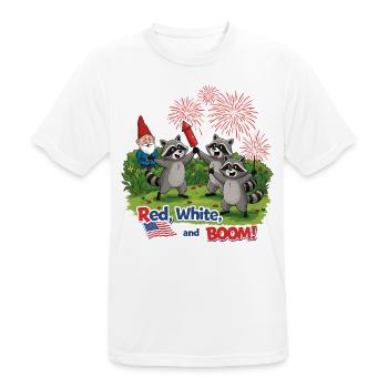 Raton laveur 4 juillet Feu d’artifice - T-shirt respirant Homme - blanc - Devant - AI Model Male 185 dark (185cm)