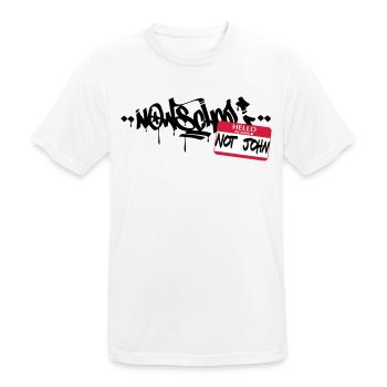 Now-School - Bonjour mon nom n'est pas John (Red) - T-shirt respirant Homme - blanc - Devant - AI Model Male 185 dark (185cm)