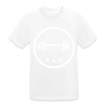 Hantel Gewichte Fitness - Männer T-Shirt atmungsaktiv - Weiß - Vorne - AI Model Male 185 dark (185cm)