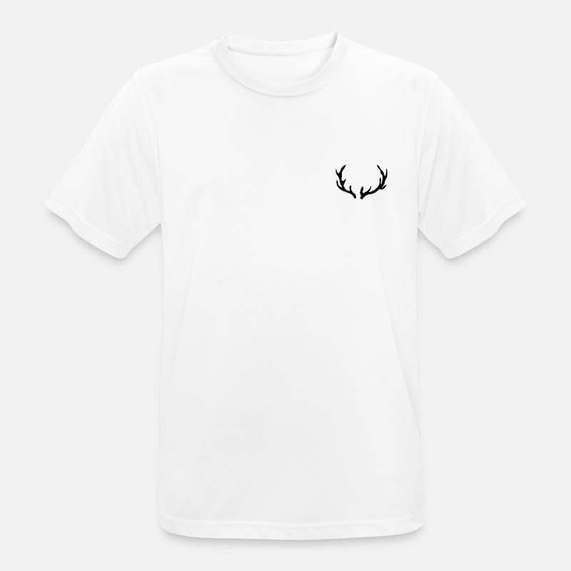 Geweih Hirsch Jagen Wald - Männer T-Shirt atmungsaktiv - Weiß