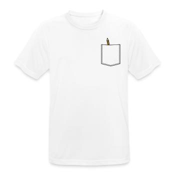 Brusttasche mit Bleistift - Männer T-Shirt atmungsaktiv - Weiß - Vorne - AI Model Male 185 dark (185cm)