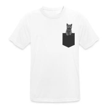 Britannique Shorthaar Chat / British shorthair cat - T-shirt respirant Homme - blanc - Devant - AI Model Male 185 dark (185cm)