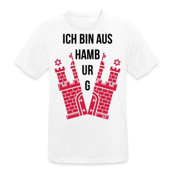 Ich Bin Aus Hamburg (Hamburger / Wappen) - Männer T-Shirt atmungsaktiv - Weiß - Vorne - AI Model Male 185 dark (185cm)