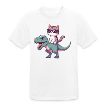 Cool Kitten on T-Rex Funny Dinosaur Trend - Men's Breathable T-Shirt - white - Front - AI Model Male 185 dark (185cm)