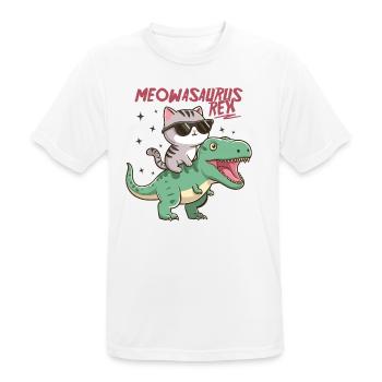 Cool Kitten on T-Rex Funny Dinosaur Trend - Men's Breathable T-Shirt - white - Front - AI Model Male 185 dark (185cm)