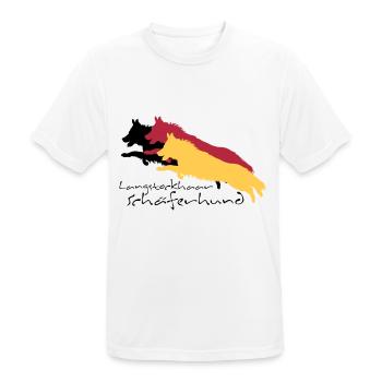 langstockhaar schäferhund - Männer T-Shirt atmungsaktiv - Weiß - Vorne - AI Model Male 185 dark (185cm)