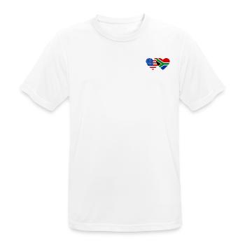 États-Unis, Afrique du Sud, drapeau, forme de coeur - T-shirt respirant Homme - blanc - Devant - AI Model Male 185 dark (185cm)
