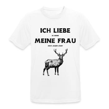 Ich Liebe Es Wenn Meine Frau Mich Jagen Lässt - Männer T-Shirt atmungsaktiv - Weiß - Vorne - AI Model Male 185 dark (185cm)