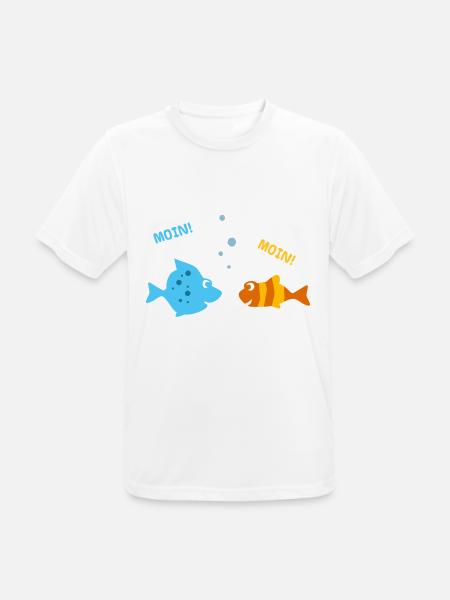 Lustige Fische machen Urlaub am Meer u. sagen Moin - Männer T-Shirt atmungsaktiv - Weiß