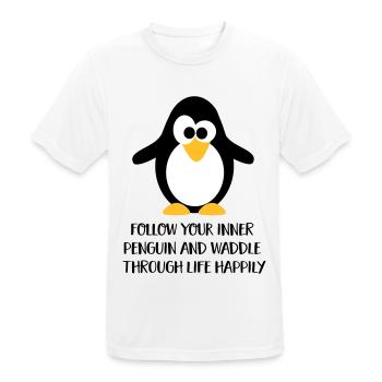 Pinguin - Men's Breathable T-Shirt - white - Front - AI Model Male 185 dark (185cm)