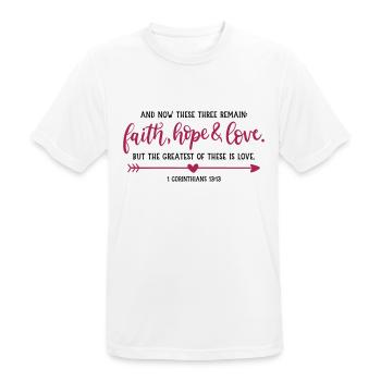 faith, hope & love - Men's Breathable T-Shirt - white - Front - AI Model Male 185 dark (185cm)