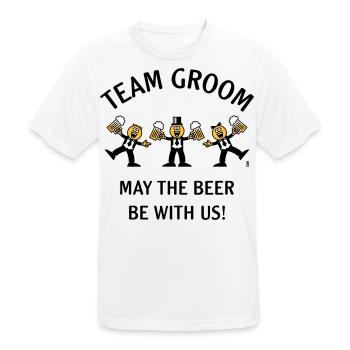 Team Groom (Karikatur / Bier mit uns / 3C / B) - Männer T-Shirt atmungsaktiv - Weiß - Vorne - AI Model Male 185 dark (185cm)