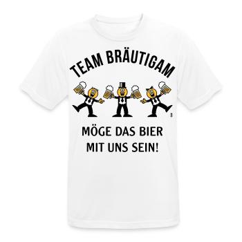 Team Bräutigam (Karikatur / Bier Mit Uns / 3C / B) - Männer T-Shirt atmungsaktiv - Weiß - Vorne - AI Model Male 185 dark (185cm)