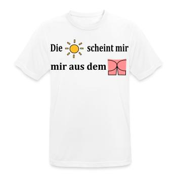 Die Sonne scheint mir aus dem Popo - Männer T-Shirt atmungsaktiv - Weiß - Vorne - AI Model Male 185 dark (185cm)