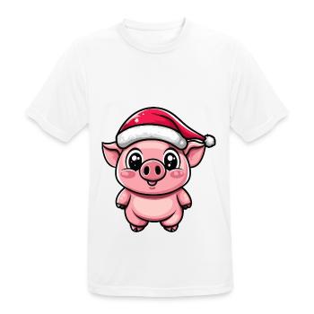 Pig Christmas Cute - Men's Breathable T-Shirt - white - Front - AI Model Male 185 dark (185cm)