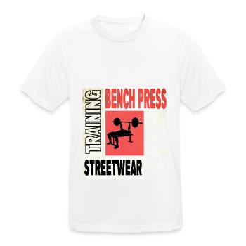 développé couché, haltérophilie, musculation, fitness, fort - T-shirt respirant Homme - blanc - Devant - AI Model Male 185 dark (185cm)