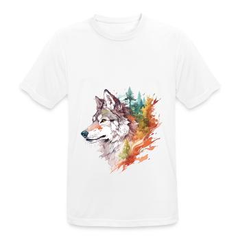 Wolf Wolf’s Head Nature Wilderness Adventure Art forestier - T-shirt respirant Homme - blanc - Devant - AI Model Male 185 dark (185cm)