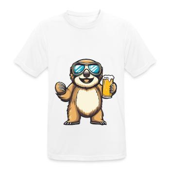 Faultier Ski Bier - Männer T-Shirt atmungsaktiv - Weiß - Vorne - AI Model Male 185 dark (185cm)
