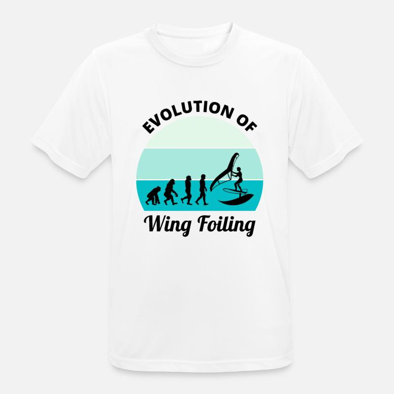 Wing Foiling Surfing Evolution Lustig - Männer T-Shirt atmungsaktiv - Weiß