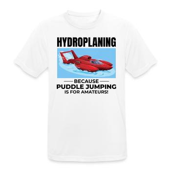 Hydroplane, Bateau, Course, Humour, Puddle Jump, Drôle - T-shirt respirant Homme - blanc - Devant - AI Model Male 185 dark (185cm)