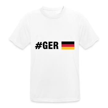 #GER (3c) - Männer T-Shirt atmungsaktiv - Weiß - Vorne - AI Model Male 185 dark (185cm)